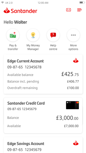 Freeze Card Screen 1 and 5.png Home page screen showing card accounts.