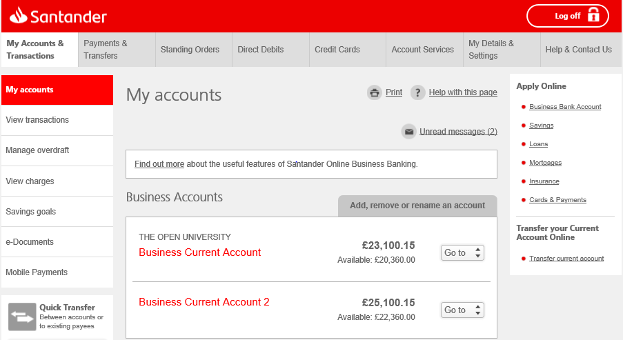 Business Current Account Business Banking Santander Uk 4433