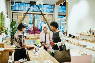 Ladies shopping in a shoe shop