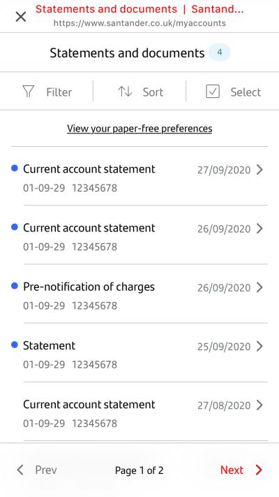 Paper Free And E-Documents | Santander UK