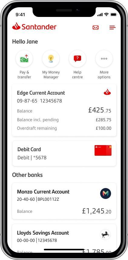 Mobile Banking home screen 