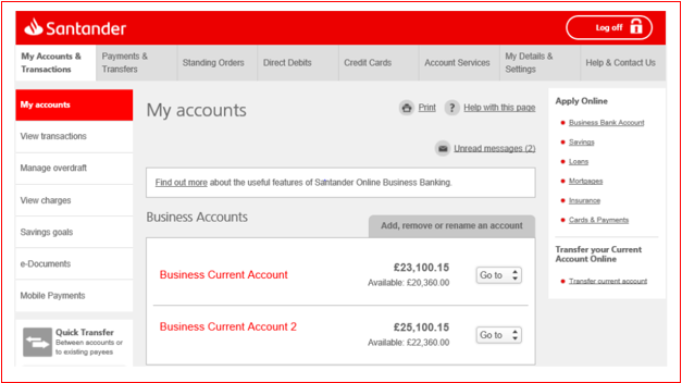 Business Current Account Business Banking Santander Uk 2219