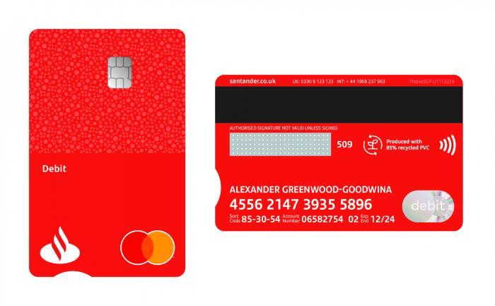 santander zero credit card sort code and account number