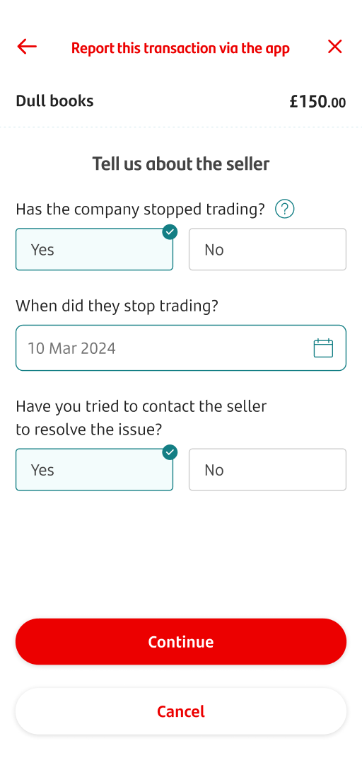 Report this transaction via the app screen, asking for more information about the seller.