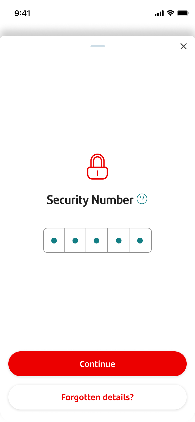 Manage payment limit screen 7.png Security Number screen