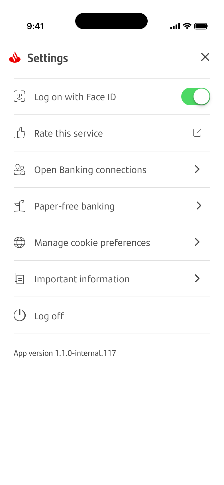 Business banking mobile demo setting